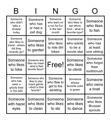 Wedding Social, June 2025 Bingo Card
