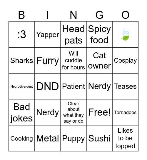 Are you sythe's type Bingo Card