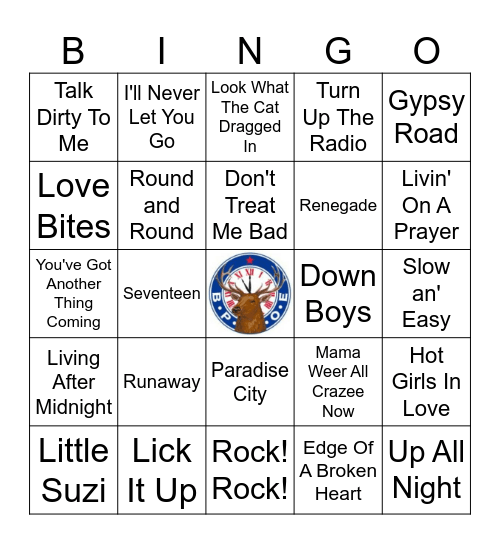 Hair Bands Bingo Card