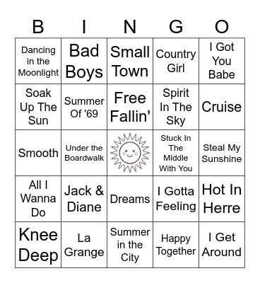 Songs of Summer Bingo Card