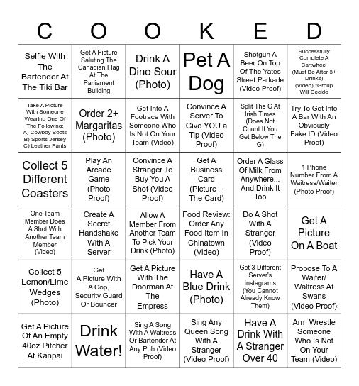 VICTORIA PUB BINGO Card