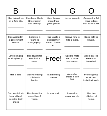 Find Someone Who... Bingo Card
