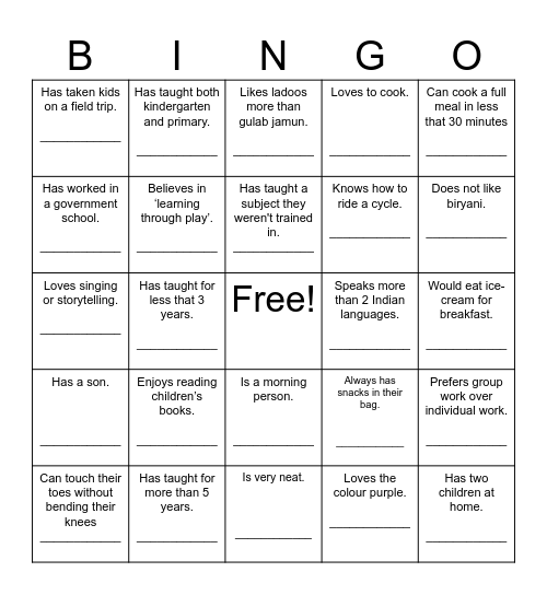 Find Someone Who... Bingo Card