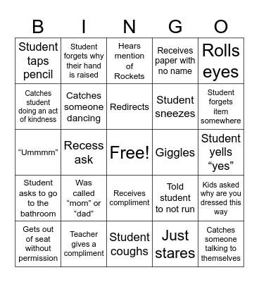 Top Secret Bingo Card