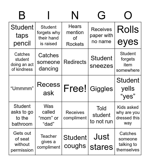 Top Secret Bingo Card
