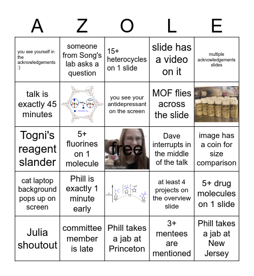 Kaitlyn's B Exam Bingo Card