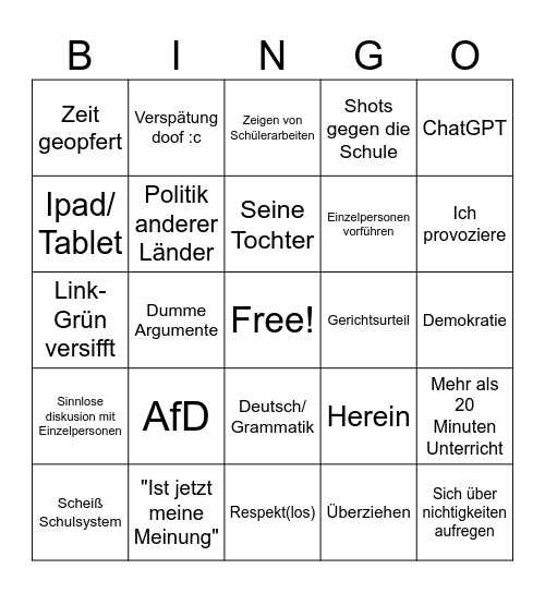 Gottlieb Bingo Card