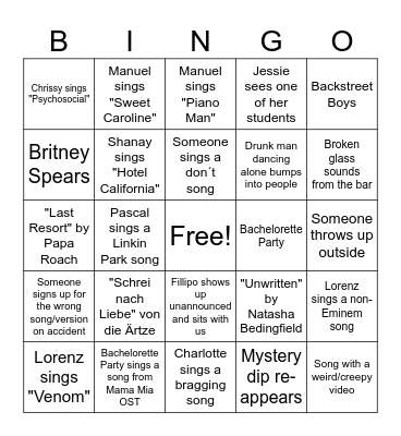 Fermac´s Karaoke Bingo Card