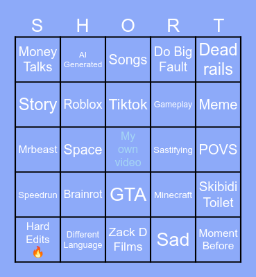 Youtube Bingo Card