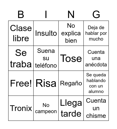 Bingo de maestros Bingo Card