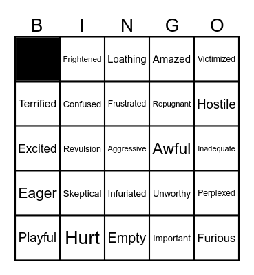 FEELINGS AND EMOTIONS Bingo Card
