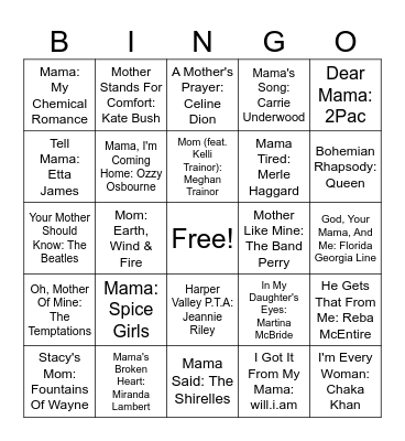 Moms ❤️ Bingo Card
