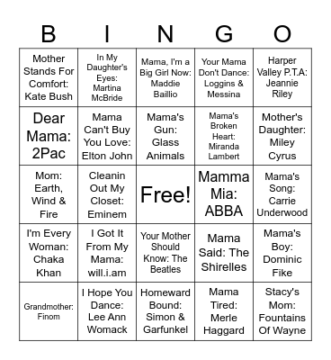 Moms ❤ Bingo Card