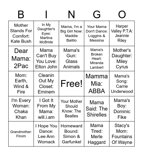 Moms ❤ Bingo Card