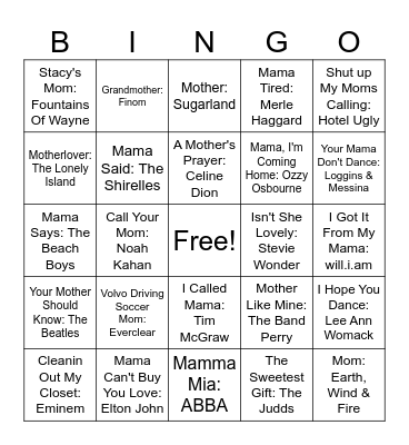 Moms ❤ Bingo Card