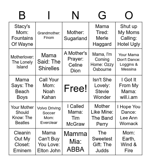 Moms ❤ Bingo Card
