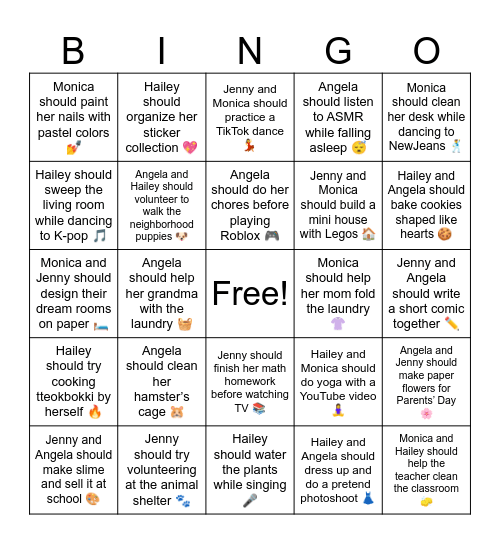 B11 U18 We should Bingo Card