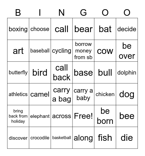 EF pre-inter 7-12 Bingo Card
