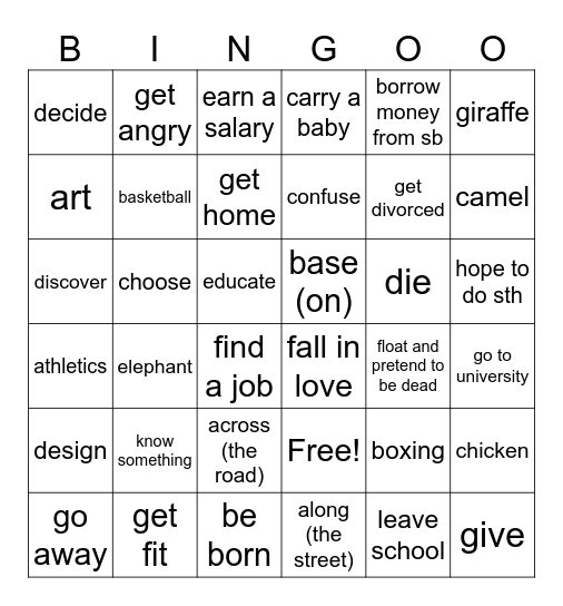 EF pre-inter 7-12 Bingo Card