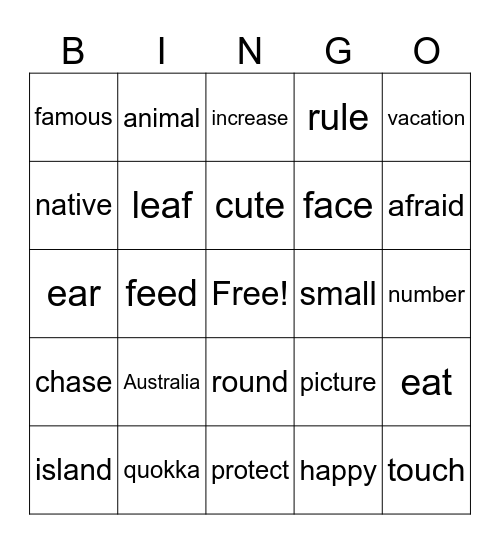 Lesson 3 Bingo Card