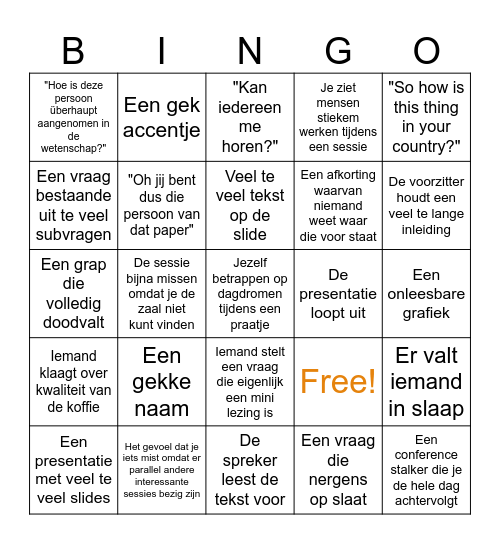Conferentie Bingo Card