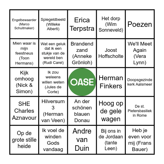 Bingo OASE 15 mei 2025 Bingo Card