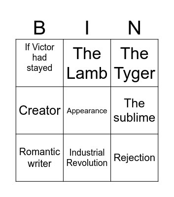 Literature Bingo Card