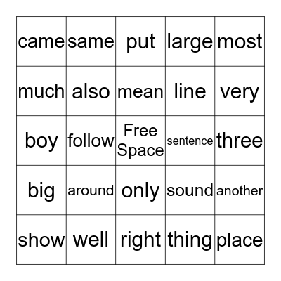 Sight Words Unit 11 - 16  Bingo Card
