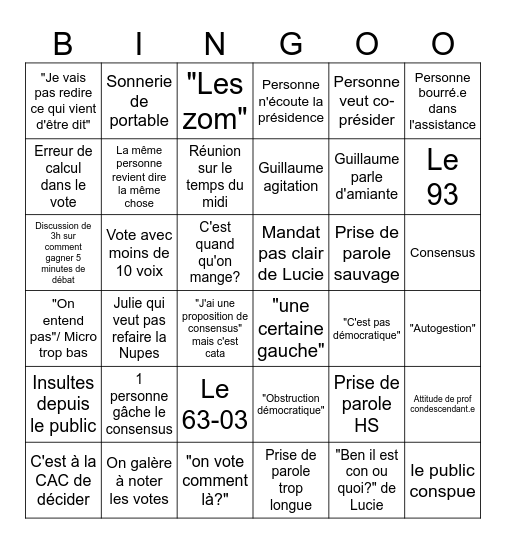 Congrès 2025 Bingo Card
