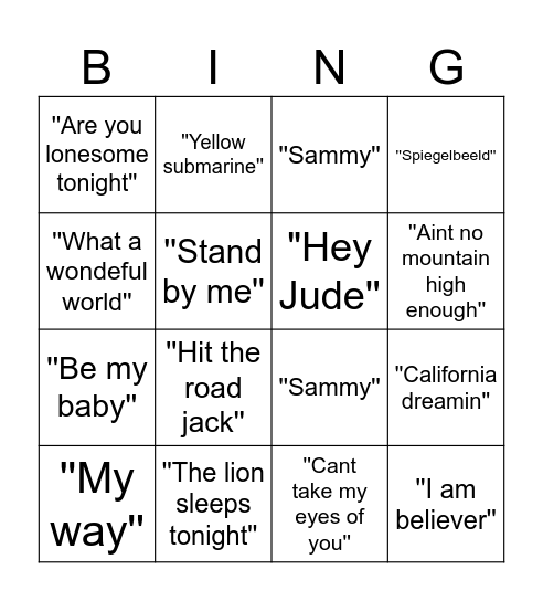 Jaren 60 muziek bingo Card