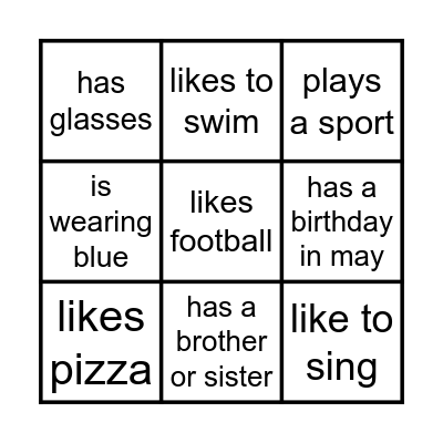 Find a friend that... Bingo Card