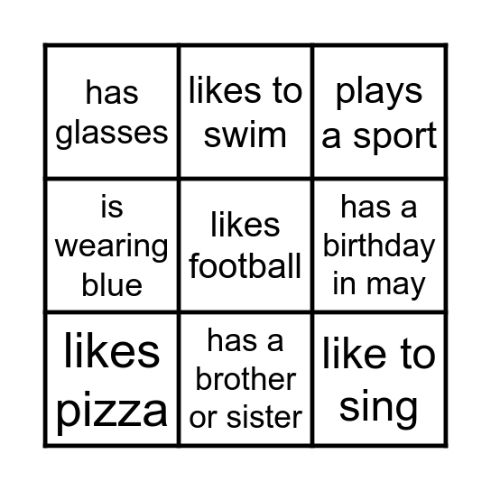 Find a friend that... Bingo Card
