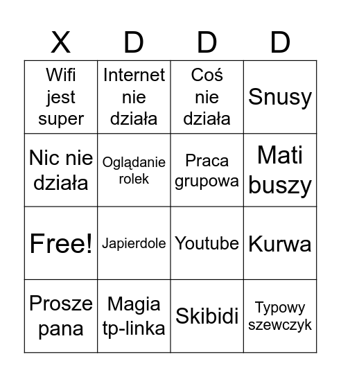 Sieci Bingo Card
