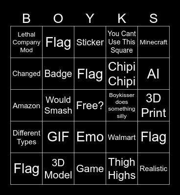 Boykisser Image Bingo Card