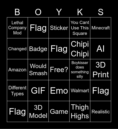 Boykisser Image Bingo Card