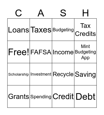 CASH CARDS Bingo Card