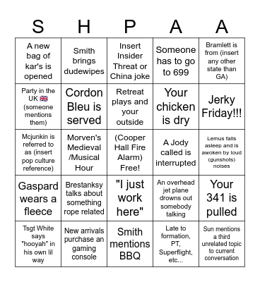Technical Training* Bingo Card
