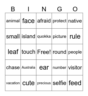 Lesson 2 Bingo Card