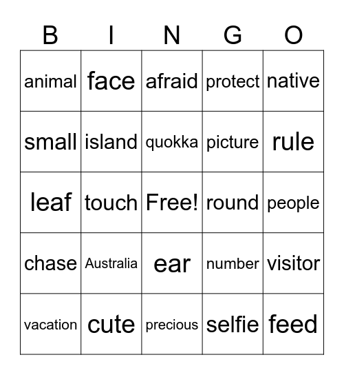 Lesson 2 Bingo Card
