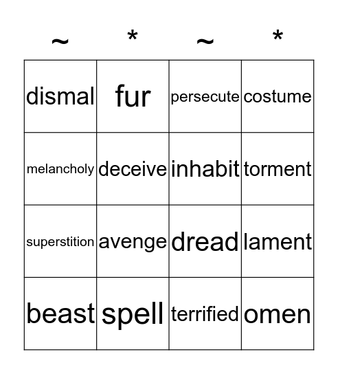 Halloween Bingo! Bingo Card