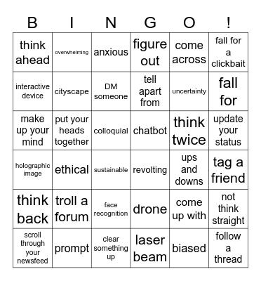 CA 17 Bingo Card