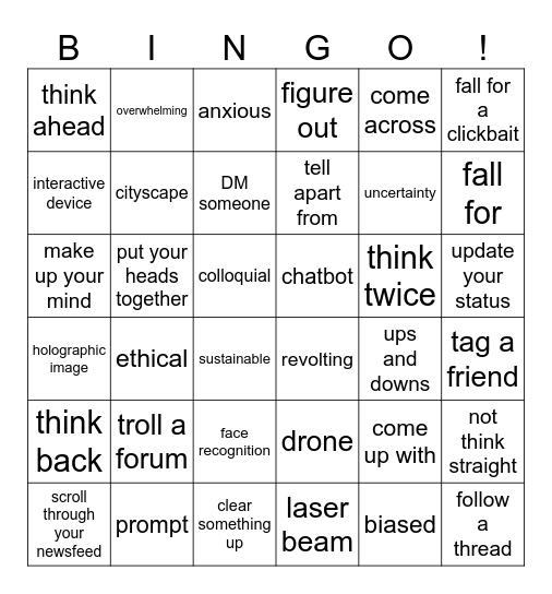 CA 17 Bingo Card