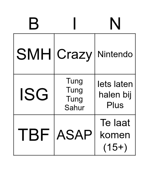 Mexx Bingo Card