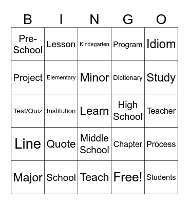 School List #1 Bingo Card