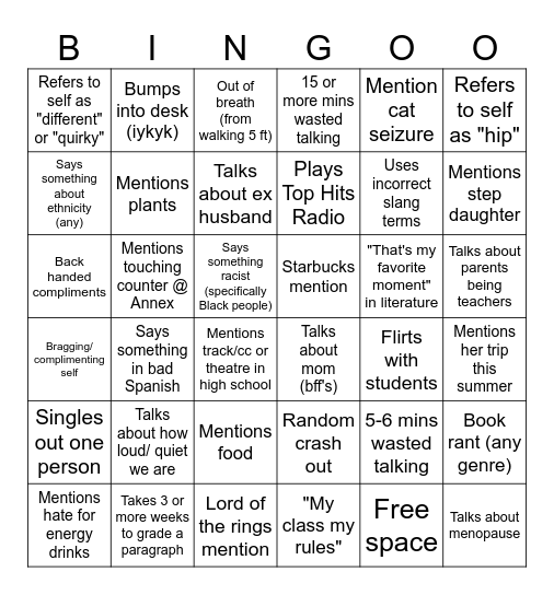 English Class Bingo (General) Bingo Card