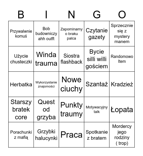 Bob bingo Card