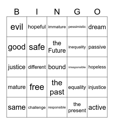 Test 4 Vocab Bingo Card