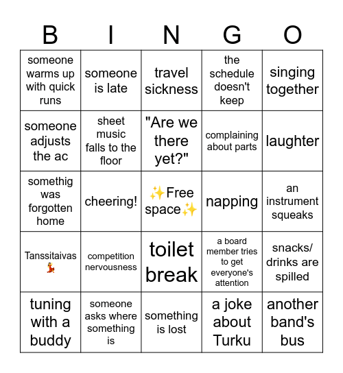 PAH's champioships trip bingo Card