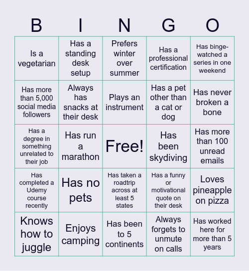 COO+ Product Bingo! Bingo Card