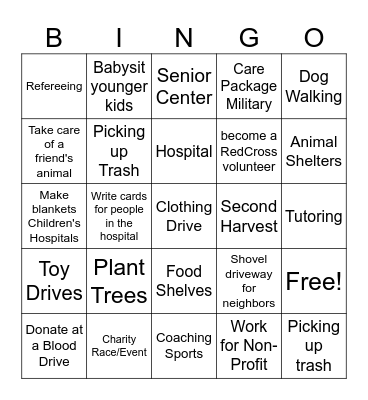 Volunteering Bingo Card